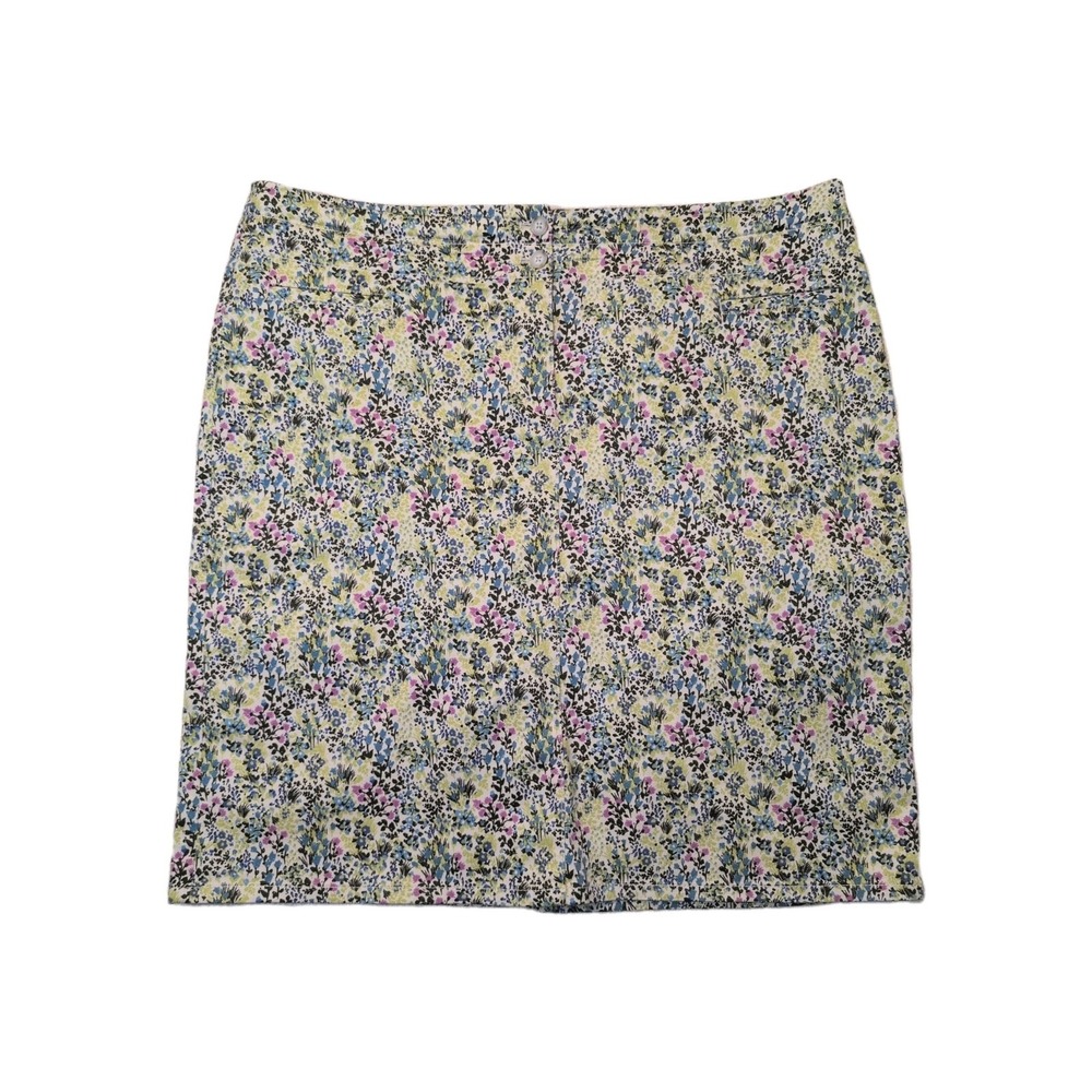 J.Jill Live-In Chino Skirt Size 14 Floral Cotton Stretch Casual Bloomcore Work
